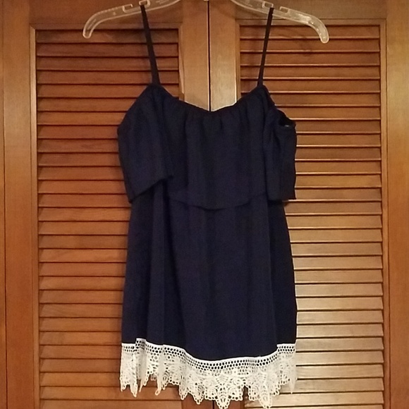No Boundaries Tops - Navy blue and white top